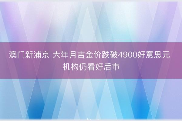 澳门新浦京 大年月吉金价跌破4900好意思元 机构仍看好后市