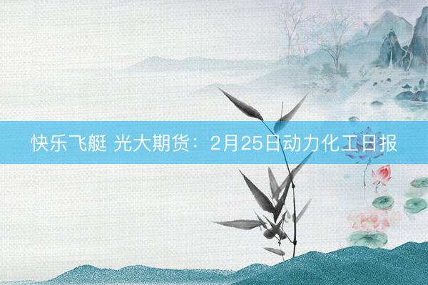 快乐飞艇 光大期货:2月25日动力化工日报